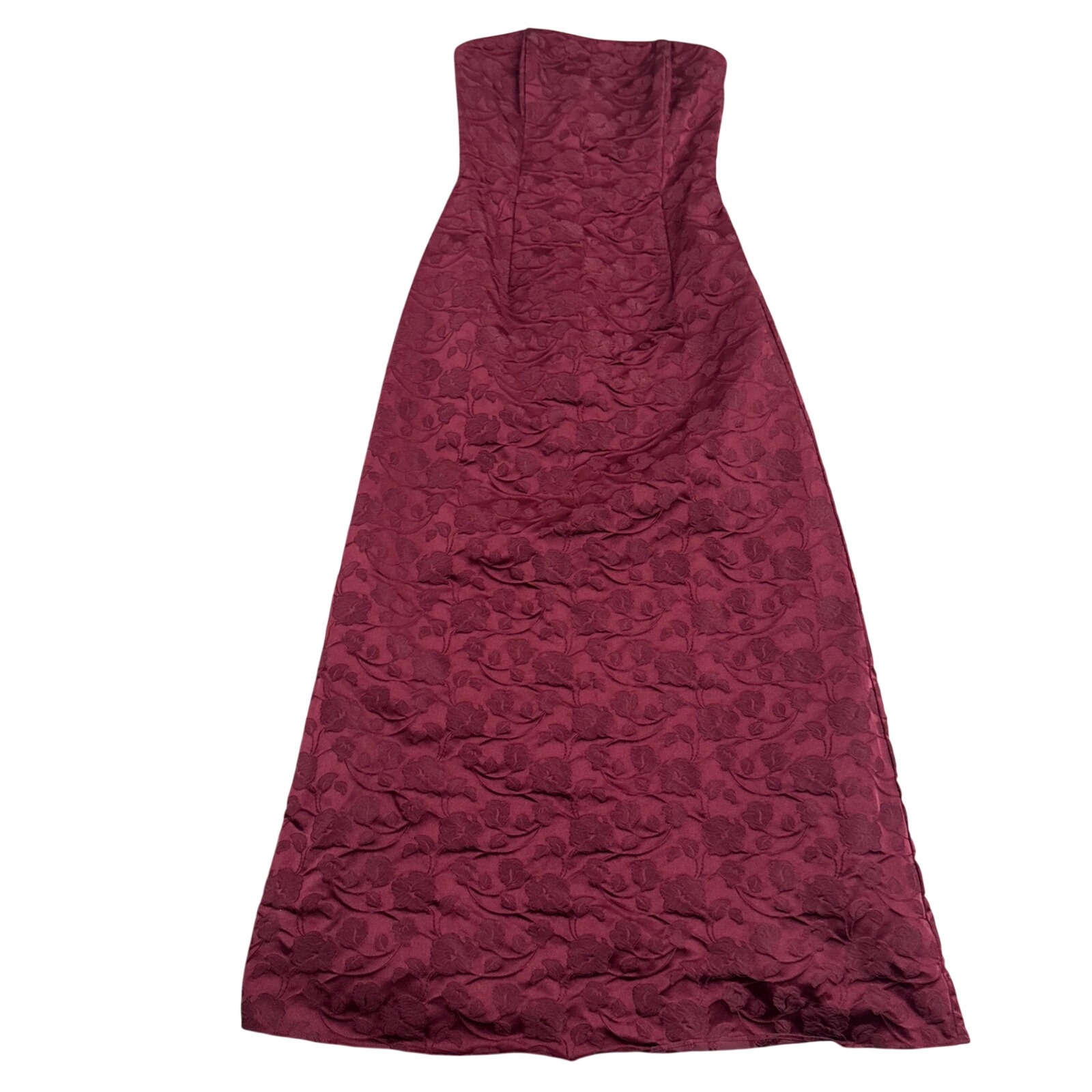Jessica Mcclintock Vtg Strapless Red Brocade Floral Maxi Dress Gown S/6 Formal